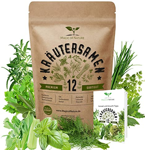 Magic of Nature Kräuter Samen Set | Anzuchtset | 12 Sorten Kräutersamen für Küche, Balkon, Garten oder Hochbeet