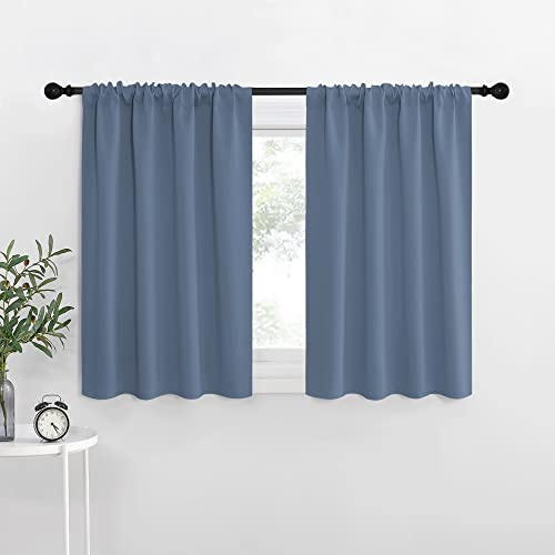 NICETOWN RV Blackout Curtains for Camper Windows, Short Blackout Curtains & Drapes, Thermal Insulated Blackout Curtain Panels for Kids Room, Play Room (Stone Blue, 42 Wide by 36 Long, 2 PCs)