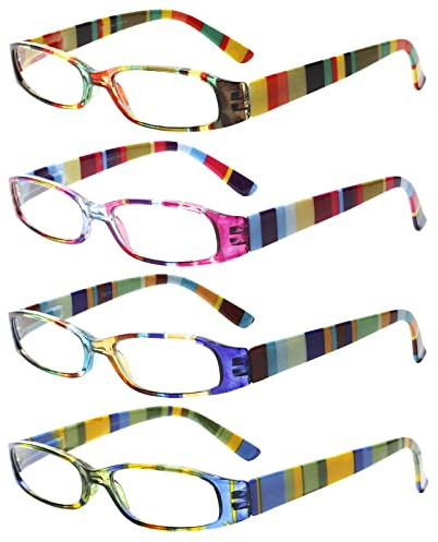 Kerecsen Women's Reading Glasses 4 Pairs Ladies Fashion Spring Hinge Readers (colourful-2, 2.5, x)