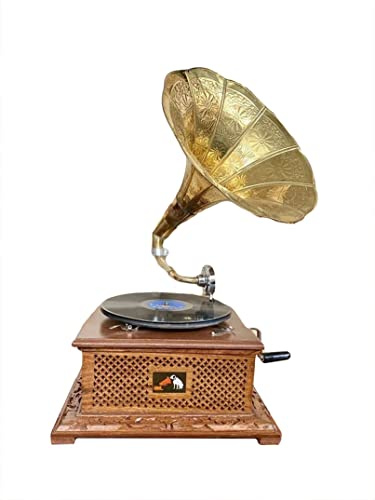 Phonograph Antique Gramophone Collectable Handmade Sound Box Wooden Unique Look Win Up Record Player Beautiful Showpiece for Home Décor Item by BLACKPERLCRAFTS