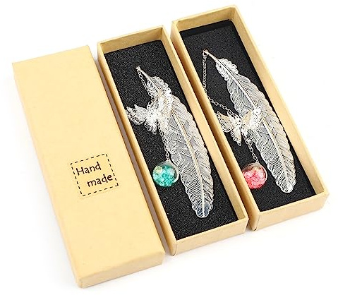DERAYEE 2pcs Marque Page Original Marque-page Plume en Métal