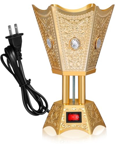 Electric Incense Burner Metal Bakhoor Burner Middle Eastern Style Tabletop Electric Censer for Home Office Yoga Spa Decor