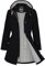 ATLASLAVA Regenjacke Damen Lang Wasserdicht Kapuze Regenmantel übergangsjacke Trenchcoat Outdoor Mantel Schwarz XL