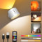 LED Wandleuchte Innen,Akku Wandlampe Ohne Stromanschluss mit Fernbedienung,RGB Touch Control Wandleuchten,Kabellos Nachttischlampe mit 3 Farbmodi,360° Drehbare Dimmbar Wandbeleuchtung für Schlafzimmer