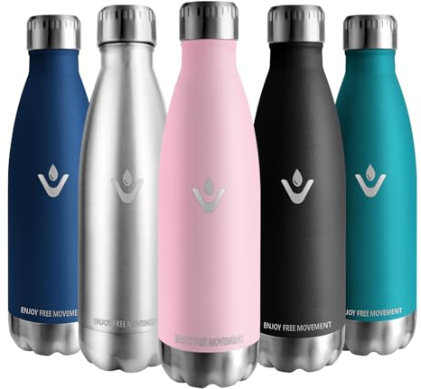 Vikaster Botella agua, 500ml Botella agua acero inoxidable, Mantener 12H Caliente/24 Frío, Termo Sin BPA, Botella termica Niños, Adultos, Deporte, Oficina, Exteriores