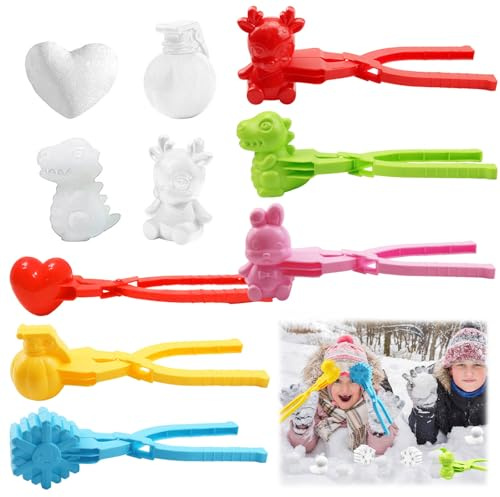 Pince Boule de Neige, 6PCS Moule Boule de Neige, Façonneur de Boules de Neige, Pince à Boules de Neige, Poignée Clip Boule de Neige pour Enfants Jouer en Plein Air et Neige Jeux, Couleur Aléatoire