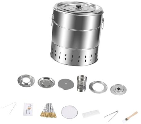 Tragbarer BBQ-Grilleimer für rauchfreien und stabilen Grill, Hängegrill Kebob für Outdoor-Aktivitäten, ideal für Gartengrill-Parks und Camping