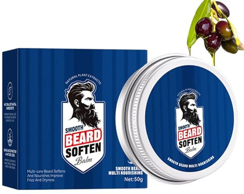 Balsamo da barba da uomo, ammorbidente e cera con olio di argan marocchino, olio di jojoba, idratante per barba, lucentezza anti-crespo, rende la barba soffice e spessa
