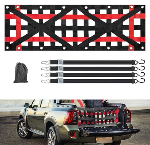 Voiture Filet Remorque, Filet Rangement Camping Car, Organisateur de Coffre de Voiture avec Boucles Réglables, Lit de Camion Cargo Net, Organisateur Coffre pour Auto, SUV (213x50 cm)