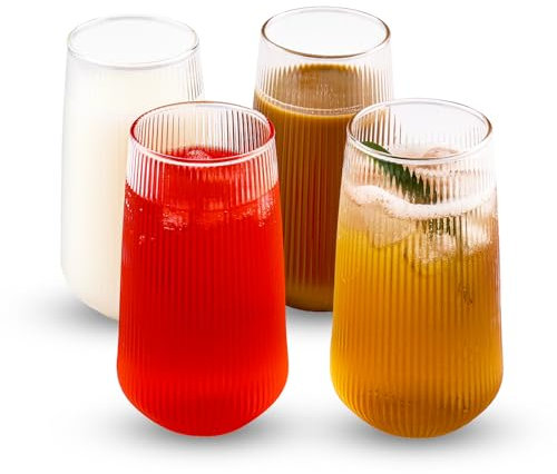 Foydream Latte Macchiato,Capuchino Vaso Café Vasos 4 Pièces Set 500 ml, Transparente,Resistente al Calor,Se Puede Utilizar para Café con Lleche,Cerveza, Leche, Té