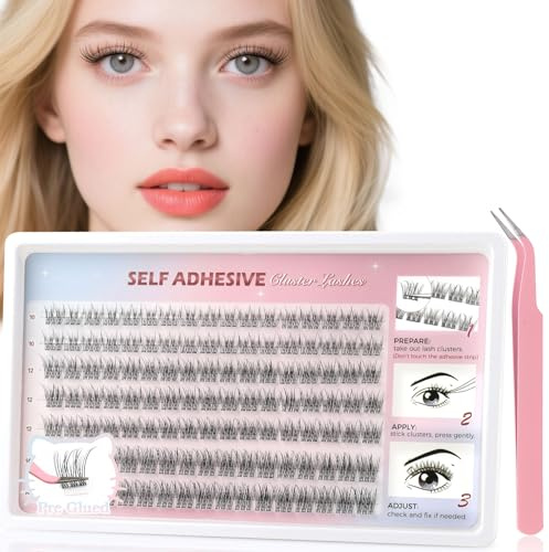 Silkiwinki Pre Glued Cluster Lashes 119PCS Self-Adhesive Eyelashes 10-14MM