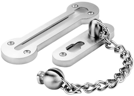 zalati Cadena de puerta de acero inoxidable 304 sólido de 3 mm de grosor, extra gruesa, resistente, con limitador de seguridad para puerta delantera externa, cadena de protección de seguridad.