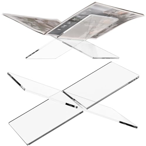 Klar akryl, 2 st bokstativ, 12,2 x 15 cm, stor bred displayhållare, öppen läsning, handsfree för kokbok, tidskrift lärobok surfplatta