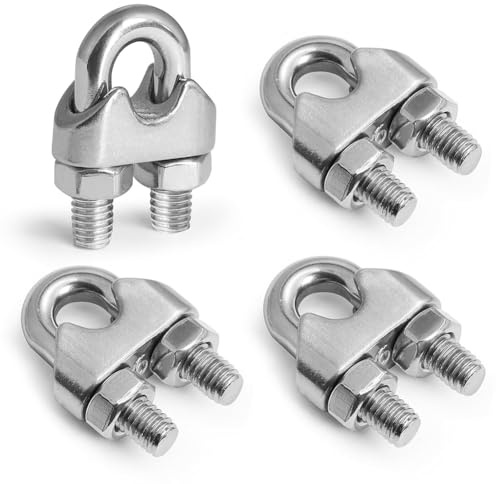 Generchin Pinces à Câble en Acier Inoxydable 4 Pièces, Dispositifs de Serrage de Câble en Fil Métallique.