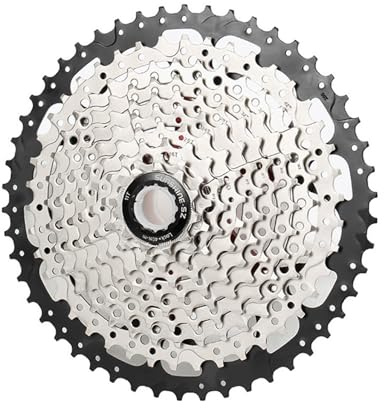 DHJKFU cykelkassett 10-växlad kassett 11-34T 11-40T 11-42T 11-46T 11-50T cykelkassetter frihjul passar mountainbike (silver svart 10S 11–50T)