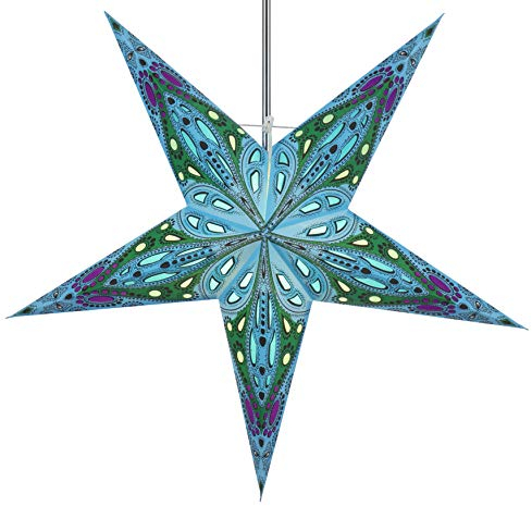 GURU SHOP Faltbarer Advents Leucht Papierstern, Weihnachtsstern 60 cm - Marwin Türkis, Papiersterne 60 cm