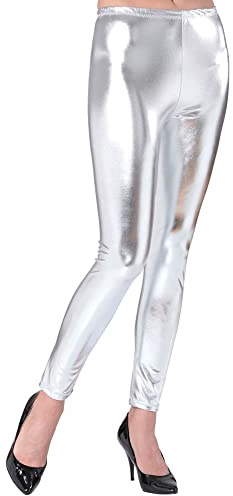 W WIDMANN MILANO Party Fashion - Leggings métalliques pour femmes, pantalons brillants pour festivals, carnaval, soirées à thème