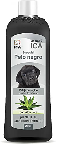 ICA CHPM31 Champú Especial Pelo Negro con Aloe Vera para Perros, pH Neutro, Pelaje Negro Intenso y Brillante, 750ml