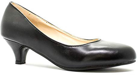 Ladies Womens Low Kitten Heel Work Court Evening Girls Shoes Pumps Size 3-12 (9 UK, Black Suede)