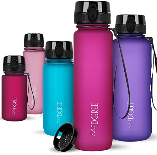 720°DGREE Botella Agua 1 Litro “uberBottle“ - Tamiz-Fruta, softTouch - Sin BPA, Prueba de Fugas, Reutilizable - Cantimplora, Water Bottle ideal para Deporte, Fitness, Gimnasio, Senderismo, Ciclismo