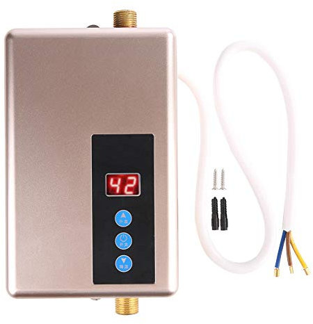 Riscaldatore di Acqua Calda Senza Serbatoio, 220V Istantaneo Scaldabagno Elettrico Mini Doccia per Il Lavaggio Della Del Bagno di Casa - Digital Dispaly Energy Efficient 5.5Kw (Argento)