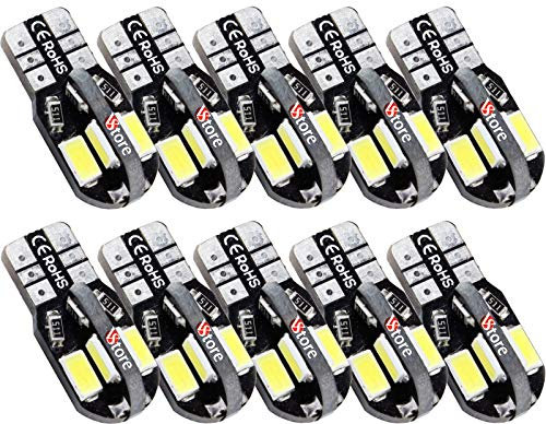 VS 10 Lampade LED T10 8 SMD 5630 Croce BIANCO Canbus Per Auto Targa Posizione Luci Interni Esterno Moto Barca
