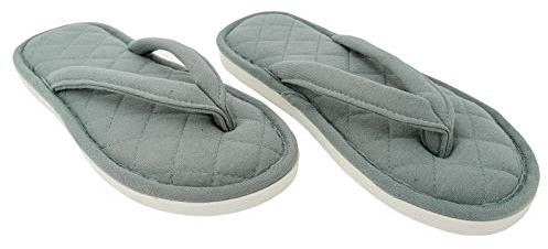 ofoot Pantoufles de Femmes Confortable Coton Spa Thong Flip Flops Intérieur, Chaussons D'intérieur Absorbant la Transpiration en Mousse À Mémoire de Forme Épaisse avec Bout Ouvert(Vert,EU 42/43)