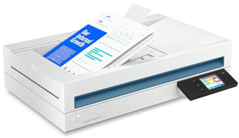 HP ScanJet Pro N4600 fnw1, Scanner, Flachbett, 100-Blatt ADF, Ethernet, USB 3.0, WiFi, bis zu 6.000 Seiten täglich, Kurzbefehle