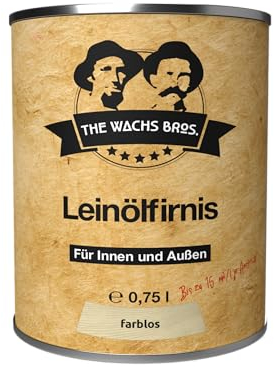 Leinölfirnis Holzschutz für Außen und Innen - 0,75 L - Holzpflege lebensmittelecht - Leinöl Firnis farblos für alle Holzflächen - the wachs bros.