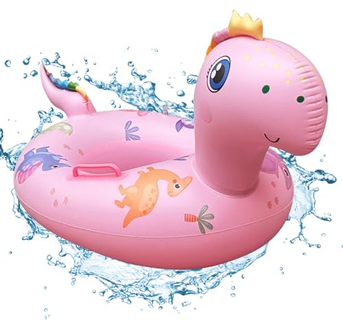 Anello di Nuoto per Bambini, Salvagente Gonfiabile Bambini, Dinosauro Piscina Galleggiante Neonato, Seggiolino Piscina per Bebè, Nuoto Anello Gonfiabile per Bambino 6 Mesi a 3 Anni (Rosa)