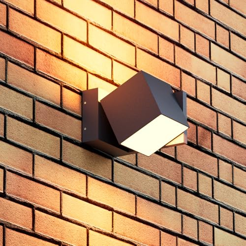 K-Bright 18W wandleuchte außen, außenleuchte wand 3000K warmes Licht Korridor Außenbalkon Garage Garten Aluminium-außenlampe Wasserdicht IP54 aussenlampe wand(Anthrazit)