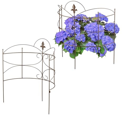 Relaxdays Supporto per Arbusti, 2 Tralicci Piante Rampicanti da Giardino, Sostegno a Semicerchio HxL 59,5x53 cm, Marrone, Ferro