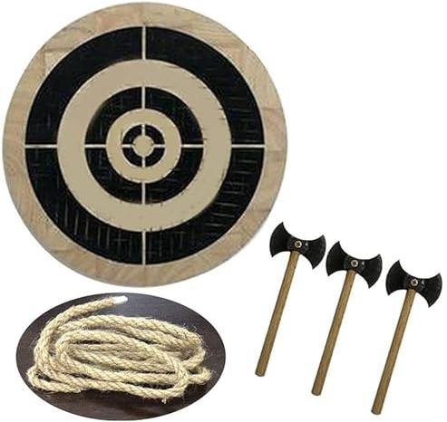 Generico Set per Lancio di ASCE, Bersaglio per Tomahawk in Legno, Allenamento per La Coordinazione Occhio-Mano, Gioco da Appendere per Interni Ed Esterni, Intrattenimento Portatile da Campeggio