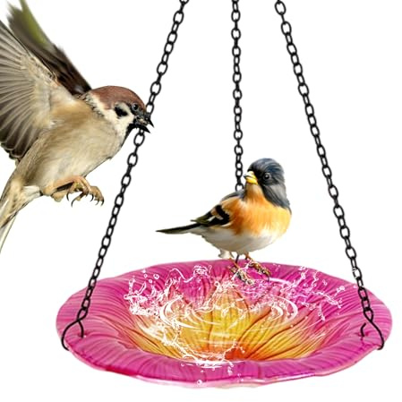 Baignoire pour oiseaux, 20,3 cm en forme de fleur – Bain d'oiseaux vintage en métal, pour pelouse, jardin, terrasse, vie sauvage, cour, balcon, aménagement paysager naturel