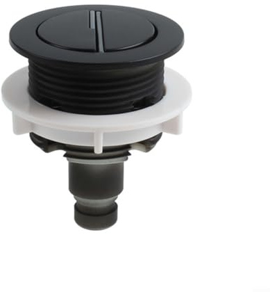 EXTRWORY Botón de descarga de inodoro de doble descarga redondo de repuesto para botón pulsador que se adapta a la mayoría de cisternas adecuadas para uso en baño (negro)