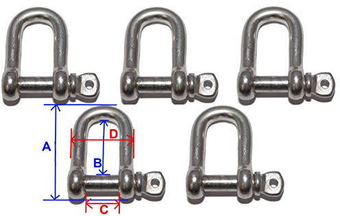 Manille droite 4mm libre ( Lot 5 Pièces ) inox A4 - inox 316