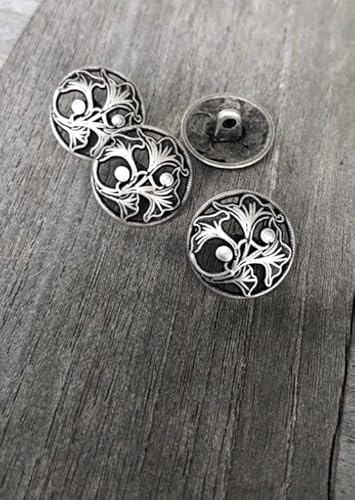 Lot de 10 boutons en métal argenté antique avec œillet 15 mm ou 18 mm (15 mm)