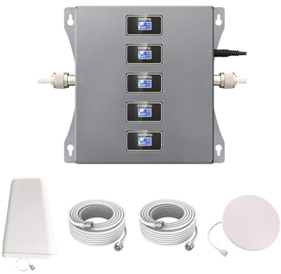 KKBSTR Amplificador Señal Movil 2G 3G 4G 5G, Repetidor Señal Movil 5 Bandas 800/900/1800/2100/2600MHz