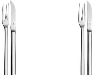 WMF Nuova Pellkartoffelbesteck Set 2-teilig, 16 cm, Pellkartoffelgabel, Pellkartoffelmesser, Cromargan Edelstahl poliert, spülmaschinengeeignet, 18.2 x 4.2 x 2 cm (Packung mit 2)