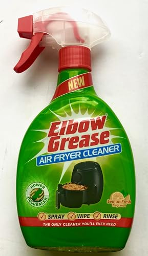 Elbow Grease Spray nettoyant pour friteuse à air | Vaporisateur, mousse, essuyage, rinçage – Élimine la saleté, la graisse et la crasse (citron frais, 500 ml)