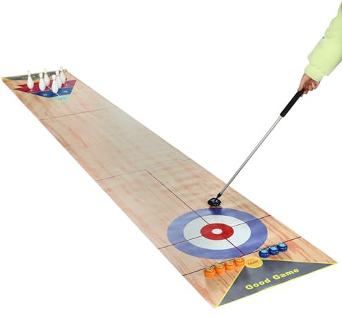 Shuffleboard Bowling Curling Spiel 3 in1 Shuffleboard Tisch Curling Cpiel,Tragbares Shuffleboard Tischkegelspiel Shuffleboard Tabelle top Games für Zuhause,Büro,Party für Kinder und Erwachsene