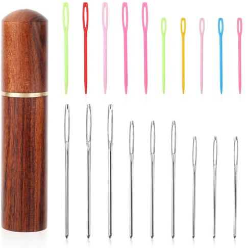 19pcs Aiguilles à Coudre à Gros Chas, Aiguille à Fil en Plastique et Aluminium Aiguilles à Repriser Colorées pour Fil 4 Tailles d'Aiguilles à Broder Aiguille à Tapisserie pour Tricot Crochet