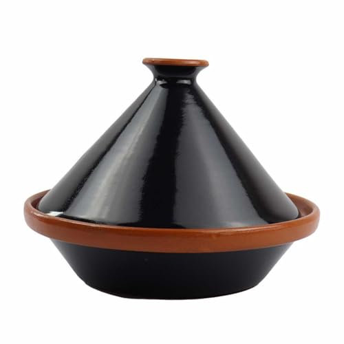 Generisch Tajine-Topf Schwarz | 30 cm Durchmesser | Ideal für 3-4 Portionen | Traditionell Nordafrikanischer Kochtopf aus Keramik