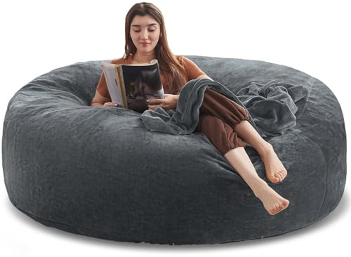 Big Bean Bag Chairs for Adults，Bean Bag Chair with Filler，Memory Foam Chair，Removable and Washable Flannel Cover, Giant Bean Bag, Suitable for Living Room, Bedroom and Reading (Dark Gray, 6Ft)