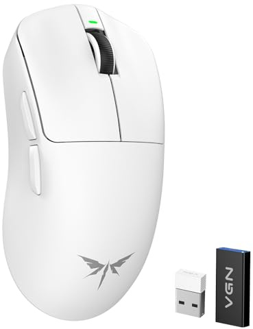 VGN Dragonfly F1 MOBA Wireless Gaming Mouse, 55g Ultralight, PAW3395 26K DPI Optical Sensor, Optimized Tactile Click Feel, Anti-Slip Silver Coating Grip, 4000Hz Polling Supported, Esports Mouse, White