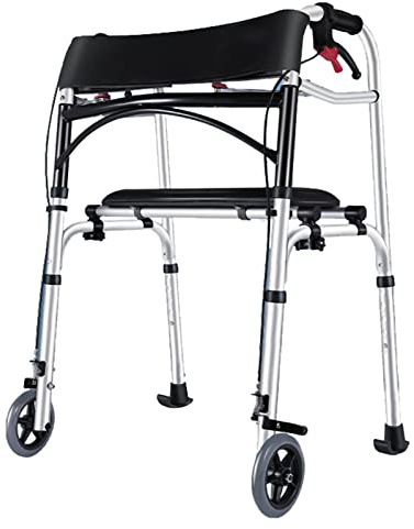 QHLMLL Déambulateur de mobilité Déambulateur 2 Roues Pliable pour Personnes âgées réglable léger Portable intérieur extérieur Adulte Personnes âgées déambulateurs pour escaliers Aide à la mobilité