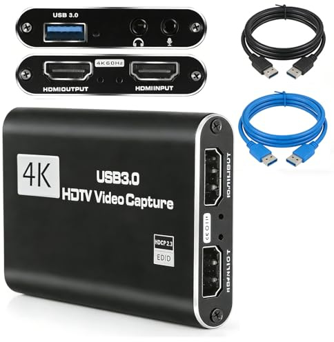 Spiritseek Carte de capture HDMI 4K/1080p 60 fps avec micro – Enregistreur vidéo USB pour jeux et streaming