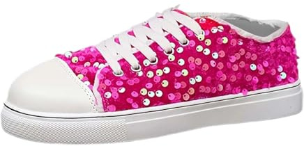 Lediga fashionabla glitter sneakers glida in i den platta snörningen bekväma skor för vardagen kvinnor casual med gnistrande paljetter halkfri sula