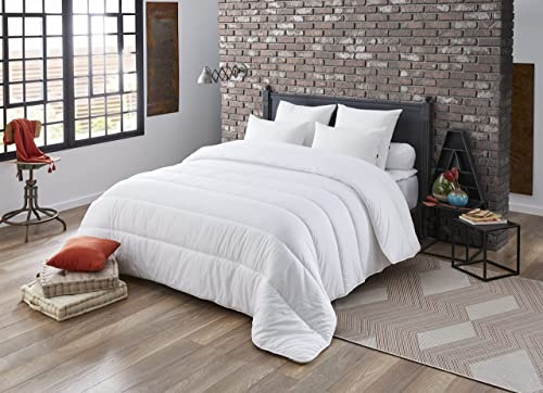 DODO Bettdecke, milbendicht, weiß, 240 x 220 cm, für Doppelbett, Steppdecke Niagara, weich und bequem, maschinenwaschbar bei 40 °C