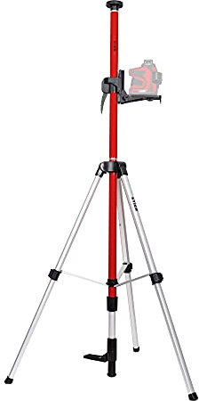 STIER Teleskopstange für Kreuzlinienlaser 360 cm, Lasermessgeräte & Zubehör, 20 - max. 365 cm Höhe, Teleskopstütze für Nivelliergeräte, Kompatibel mit 1/4 und 5/8 Gewindeschrauben